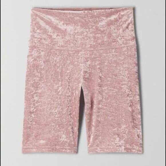 TNA Atmosphere Crushed Velvet Biker Short Sz XS Wistful Mauve - Picture 2 of 8